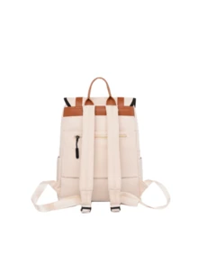 Rucsac flip top bej de mare capacitate.