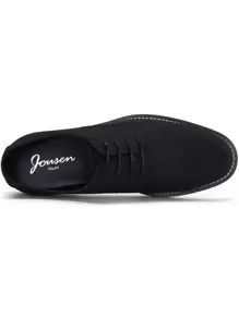 SHOESMALL Men's Brown Lace Up Dress Shoes Retro Suede Casual Dress Business Oxford Black Shoes For Men - 黑色 - 查看 4