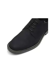 SHOESMALL Men's Brown Lace Up Dress Shoes Retro Suede Casual Dress Business Oxford Black Shoes For Men - 黑色 - 查看 5