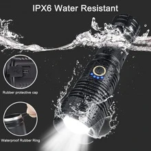 Linterna Led Recargable Con 5 Modos, Súper Brillante Y Resistente Al Agua Para Acampar Y Hacer Senderismo - Negro - Ver 4