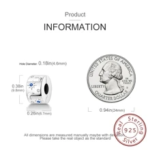 夜空星月定位魅力夾子珠子,適用於原裝手鏈項鍊925純銀魅力,女性精品珠寶禮物 - 銀色 - 查看 2