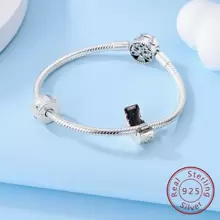 夜空星月定位魅力夾子珠子,適用於原裝手鏈項鍊925純銀魅力,女性精品珠寶禮物 - 銀色 - 查看 3