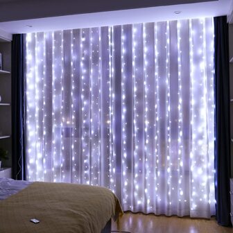 Luces de cortina con alimentación USB, 8 modos de control remoto, tamaños de 3*3 metros/3*2m/3*1m, guirnalda de luces de hadas para decoración de boda, fiesta, hogar, jardín, dormitorio, interior y exterior, pared, ventana, blanco cálido/blanco/multicolor, adecuado para Halloween, Navidad, decoración navideña, árbol de Navidad, regalo, decoración, Acción de Gracias, boda, hogar, otoño, cumpleaños, suministros para fiestas, interior, exterior, jardín, vacaciones, festival, Halloween, decoración de pared, adornos de Halloween