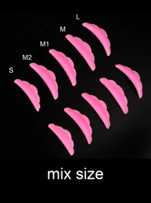 10Pcs Hot Pink Silicone Eyelash Perming Rod 3D Lash Lifting Curl Pads Cilia Perm Shields Curlers Makup Tools - Hot Pink - View 3