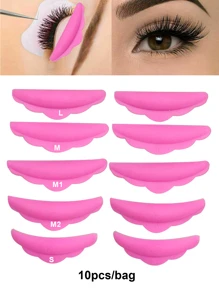 10Pcs Hot Pink Silicone Eyelash Perming Rod 3D Lash Lifting Curl Pads Cilia Perm Shields Curlers Makup Tools - Hot Pink - View 1