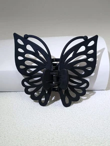 1个装 9厘米黑色单层空心翅膀天线塑料发夹 - 黑色 - 查看 3