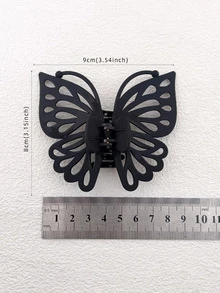 1个装 9厘米黑色单层空心翅膀天线塑料发夹 - 黑色 - 查看 5