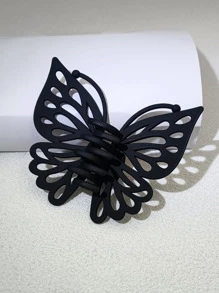 1个装 9厘米黑色单层空心翅膀天线塑料发夹 - 黑色 - 查看 2