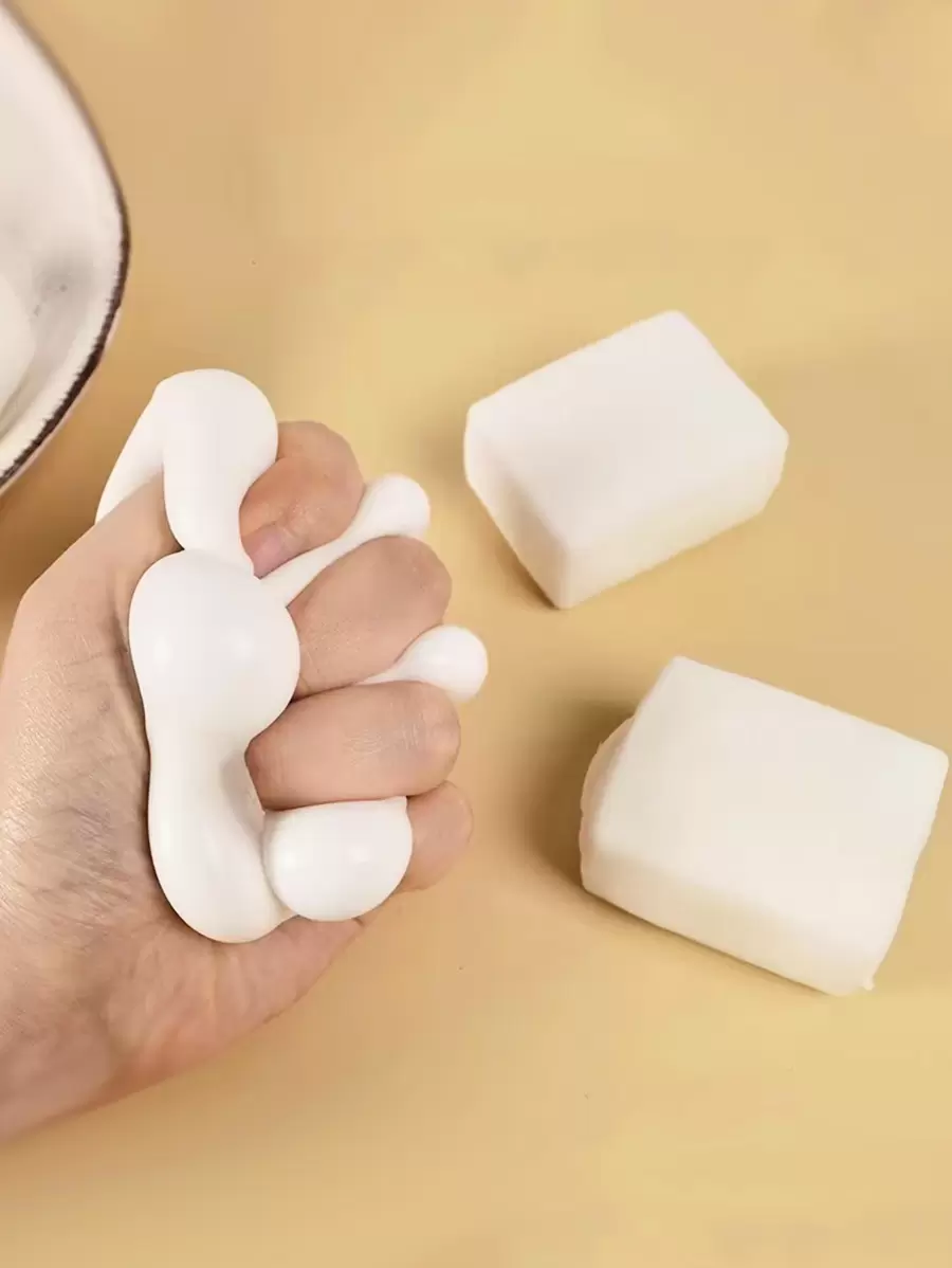 1入組豆腐形狀擠壓玩具 - 白色 - 查看 1