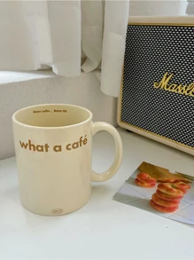 1pc Large Capacity Ceramic Mug Milk Cup/water Cup - Beige - View 3