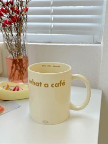 1pc Large Capacity Ceramic Mug Milk Cup/water Cup - Beige - View 4