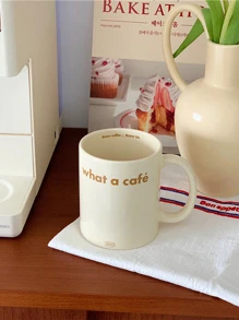 1pc Large Capacity Ceramic Mug Milk Cup/water Cup - Beige - View 5