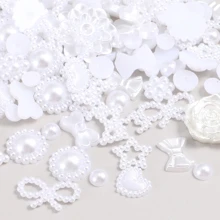 20克混合形狀珍珠樹脂花花瓣珠子,工藝用品 - 白色 - 查看 1