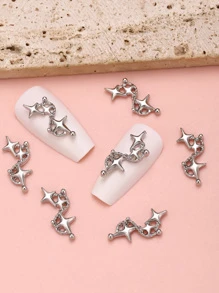 10 chiếc trang trí móng tay hình ngôi sao cổ điển tự làm phụ kiện trang trí móng tay đá quý làm móng - Bạc - Xem 2