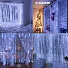 USB Powered LED Curtain Lights, 8 Modes Remote Control, 3*3 Meters/3*2m/3*1m Size, Fairy Lights Garland For Wedding Party Home Garden Bedroom Outdoor Indoor Wall Window Decor, Warm White/White/Multicolor, Suitable For Halloween & Christmas Christmas Decoration Christmas Tree Gift Decor Thanksgiving Wedding Home Decor Fall Decor Autumn Decor Birthday Decorations For Gifts Party Supplies Indoor Outdoor Garden Holiday Festival Decor Halloween Decor Wall Decor Halloween Ornaments