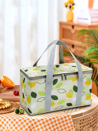 便携式聚酰胺午餐袋，叶子图案保温午餐袋，适用于办公室工作、学校野餐、学校午餐盒、午餐容器、返校午餐套装、学校用品、午餐盒袋、家庭必需品、返校用品