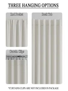 Estelar Textiler 1入組窗簾淺米色房間遮光窗簾窗簾後拉片和桿袋客廳隔熱遮陽簾 - 杏色 - 查看 8