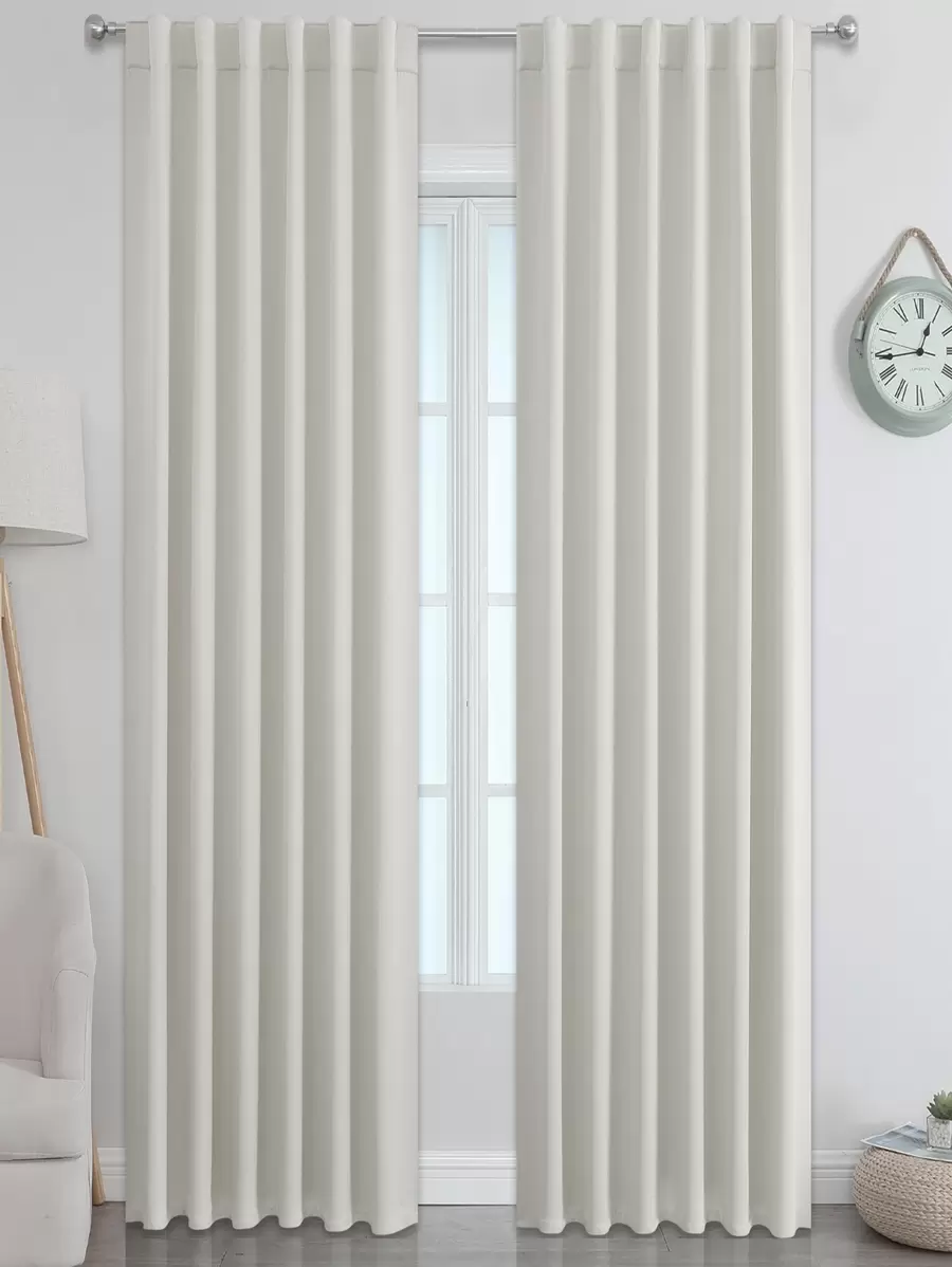 Estelar Textiler 1入組窗簾淺米色房間遮光窗簾窗簾後拉片和桿袋客廳隔熱遮陽簾 - 杏色 - 查看 1