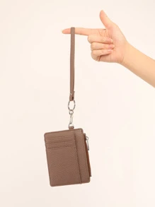 Suphiar Coffee Women's Ultra Thin Rfid Blocking Credit Card Holder With Wrist Strap, Zipper Closure Id Card Wallet - Coffee Brown - View 3