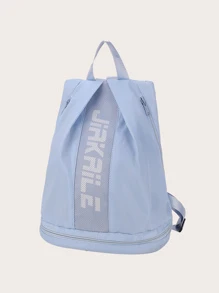 背包运动沙滩健身包带前拉链袋男女通用带鞋收纳袋 - 淺藍色 - 查看 2