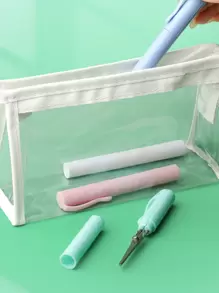 1入組筆風格創意文具迷你可折疊的剪刀適用於學生和藝術家帶帽子 - 白色 - 查看 9