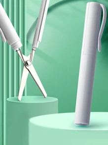 1入組筆風格創意文具迷你可折疊的剪刀適用於學生和藝術家帶帽子 - 白色 - 查看 1