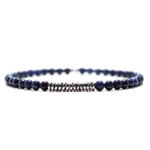 Men Stone Beaded Bracelet Jewelry Gift Fashion Punk Popular For A Stylish Look Personalized - Navy Blue - View 1