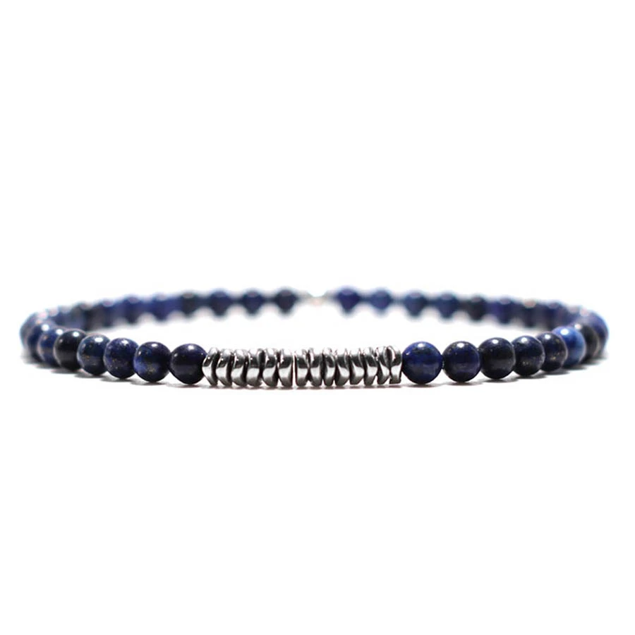 Men Stone Beaded Bracelet Jewelry Gift Fashion Punk Popular For A Stylish Look Personalized - Navy Blue - View 1