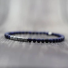 Men Stone Beaded Bracelet Jewelry Gift Fashion Punk Popular For A Stylish Look Personalized - Navy Blue - View 2