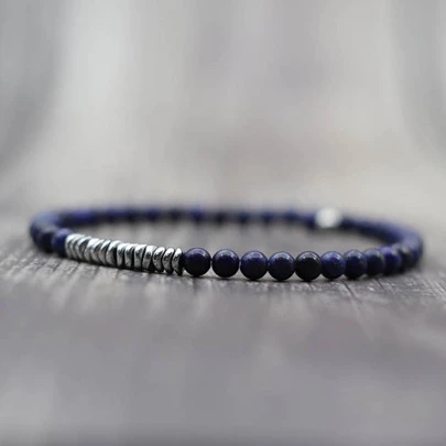 Men's Stone Bead Bracelet, Fashion Punk Style Jewelry Gift, Create Stylish Personalized Look