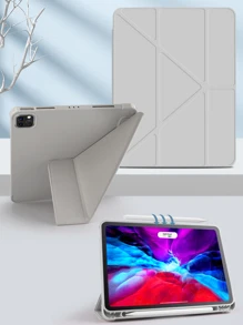 1pc Gray Tablet Protective Case With Multi-Angle Kickstand, Suitable For Various Apple IPad Models (IPad Mini 4/5/6/Mini7/9.7/10.2/10.5/Air4/Air5/10th/10.9/Pro11/Air11(M2)/Air13(M2)/Pro11(M4)/Pro13(M4)2024 12.9inch/IPad Air 13(M3 2025)/IPad Air 11-Inch (M3) 2025/IPad (A16) 11 Inch 11th Generation 2025) With Stylus Slot And Multi-Folding Stand