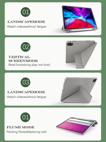 1pc Gray Tablet Protective Case With Multi-Angle Kickstand, Suitable For Various Apple IPad Models (IPad Mini 4/5/6/Mini7/9.7/10.2/10.5/Air4/Air5/10th/10.9/Pro11/Air11(M2)/Air13(M2)/Pro11(M4)/Pro13(M4)2024 12.9inch/IPad Air 13(M3 2025)/IPad Air 11-Inch (M3) 2025/IPad (A16) 11 Inch 11th Generation 2025) With Stylus Slot And Multi-Folding Stand