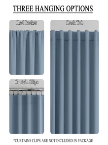 Estelar Textiler 1入組單石藍色窗簾桿口袋和背面標籤遮光客廳隔熱窗簾 - 霧霾藍 - 查看 8