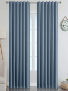 Estelar Textiler 1入組單石藍色窗簾桿口袋和背面標籤遮光客廳隔熱窗簾 - 霧霾藍 - 查看 1