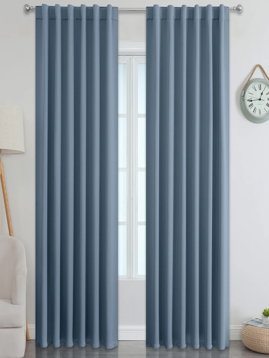 Estelar Textiler 1入組單石藍色窗簾桿口袋和背面標籤遮光客廳隔熱窗簾 - 霧霾藍 - 查看 1