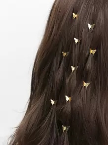 6pcs Butterfly Decor Hair Clip For Daily Casual Outing Wear Street Piranha Claw Clips Hair Claws Hair Barrettes, School Stuff, Hair Accessories, Head Accessories - Gold - View 6