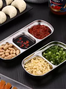 Stainless Steel Multi-Purpose Seasoning Dish Thickened Hot Pot Seasoning Sauce Dish Household Barbecue Dish/1 Piece School Supplies,Christmas Gift - Silver - View 6