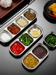 Stainless Steel Multi-Purpose Seasoning Dish Thickened Hot Pot Seasoning Sauce Dish Household Barbecue Dish/1 Piece School Supplies,Christmas Gift - Silver - View 5