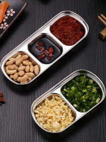 Stainless Steel Multi-Purpose Seasoning Dish Thickened Hot Pot Seasoning Sauce Dish Household Barbecue Dish/1 Piece School Supplies,Christmas Gift - Silver - View 10