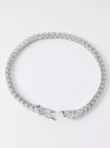 1入流行個性化 3mm 單排立方氧化鋯 16cm/18cm 女士網球手鍊,婚禮訂婚新娘珠寶 - 銀色 - 查看 4