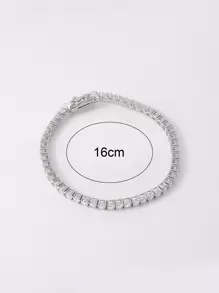 1入流行個性化 3mm 單排立方氧化鋯 16cm/18cm 女士網球手鍊,婚禮訂婚新娘珠寶 - 銀色 - 查看 2