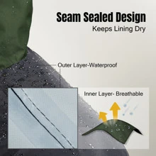 Rodeel Men Windproof Waterproof Outdoor Reflective Logo Jacket with Foldaway Hood Coat Jacket - xanh quân đội - Xem 4