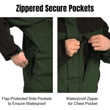 Rodeel Men Windproof Waterproof Outdoor Reflective Logo Jacket with Foldaway Hood Coat Jacket - xanh quân đội - Xem 6