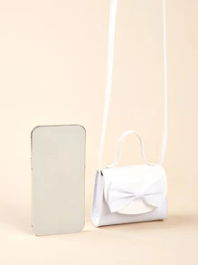 1个女童蝴蝶结亮片可爱公主迷你斜挎包，迷你零钱包，时尚迷你单肩包，可搭配各种服装和配饰 - 白色 - 查看 5