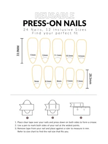 Nâng cấp Cái Nhìn Của Bạn Với 24 chiếc Trừu Tượng In Kim Cương Giả Trang Trí Tuyệt Vời Dài Đế Full Cover Giả Bộ Móng Tay - Nhiều màu - Xem 5