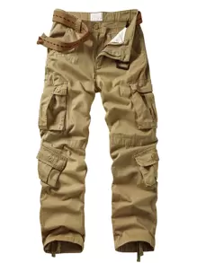 TRGPSG Men's Relaxed Fit Cargo Pants With Pockets, Outdoor Camo Cotton Work Pants For Men(No Belt) - 卡其色 - 查看 1