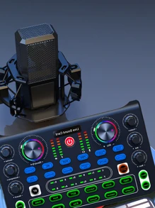 X60緊湊型桌面唱歌直播音效卡器智慧降噪無線伴奏混音器混音器適用手機平板 - 黑色 - 查看 9