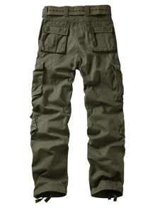 TRGPSG Men's Relaxed Fit Cargo Pants With Pockets, Outdoor Camo Cotton Work Pants For Men(No Belt) - xanh quân đội - Xem 2