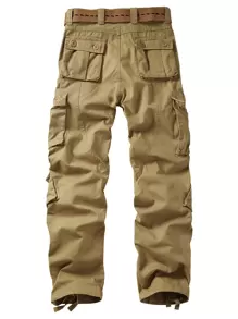 TRGPSG Men's Relaxed Fit Cargo Pants With Pockets, Outdoor Camo Cotton Work Pants For Men(No Belt) - 卡其色 - 查看 2
