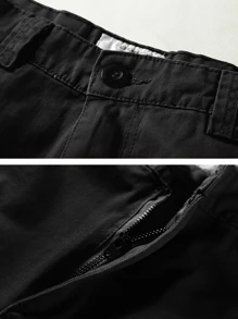TRGPSG Men's Relaxed Fit Cargo Pants With Pockets, Outdoor Camo Cotton Work Pants For Men(No Belt) - 黑色 - 查看 3